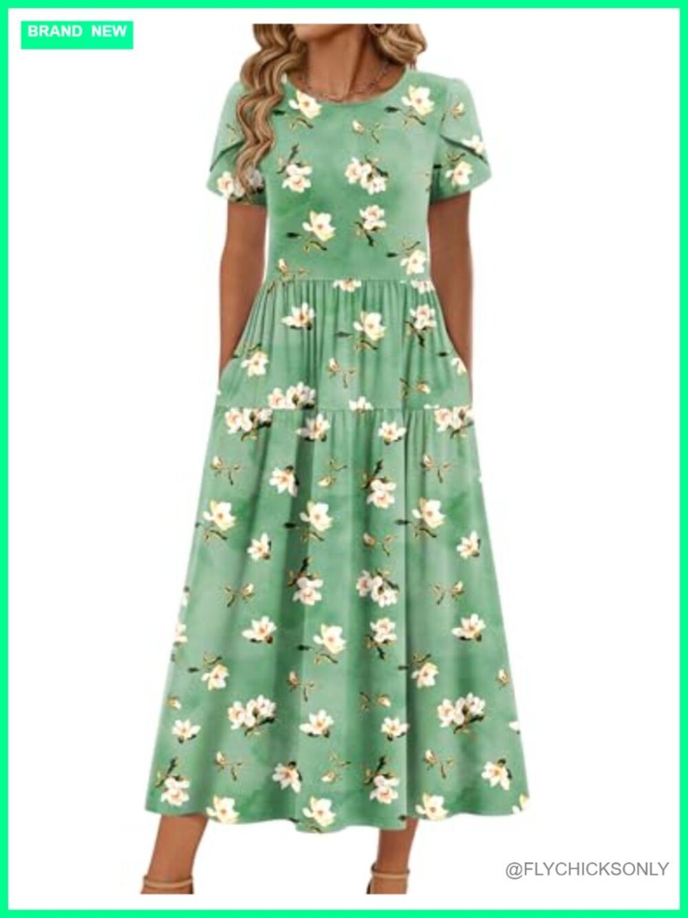Bohemian Floral Maxi Dress - Short Sleeve Flowy Long Dress